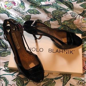 Black Patent Leather Manolo Blahnik Slingback